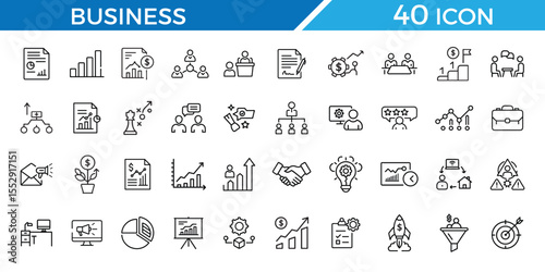 Business outline editable icon set