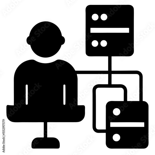 Data Processing silhouette icon on white background