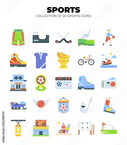 Collection of 25 Sport Icons. A Vibrant Set of Fitness and Game Graphics