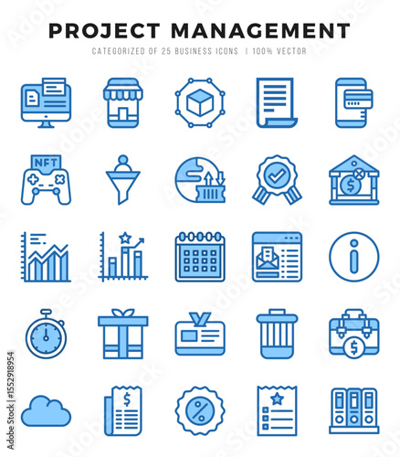 Project Management Icons bundle. Two Color style Icons. Vector illustration.