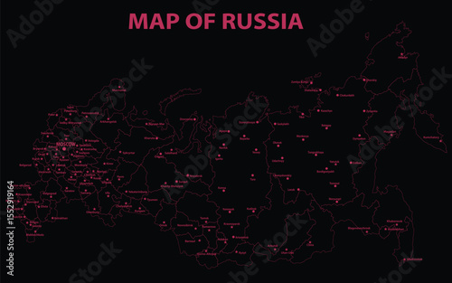 Minimalist Line Art Vector Map of Russia for Creative Projects"
