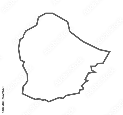 Bijnor District Vector Map with Bold Black Outline of Uttar Pradesh, India