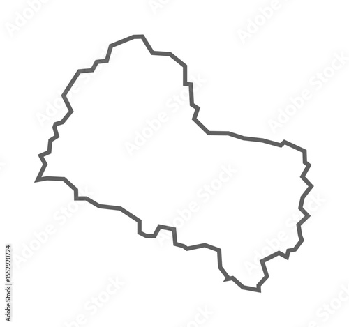 Budaun District Vector Map with Bold Black Outline of Uttar Pradesh, India