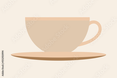 Isolated ceramic cups of hot coffee and tea with saucers