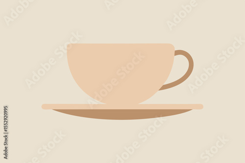 Isolated ceramic cups of hot coffee and tea with saucers