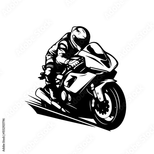 Running Motorbike silhouette isolated white background , motorcycle Racing Logo.
