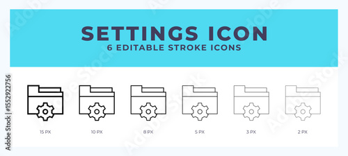 Settings vector icon. With different stroke vector illustration.