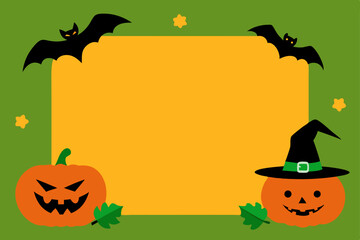 Crédence de cuisine  Spooky Halloween frame with a cartoon pumpkin, bats, and a black cat illustration, perfect for an autumn holiday celebration  © RADHA RANI