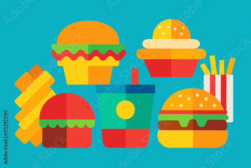 Happy Easter card with eggs featuring a delicious cartoon cheeseburger icon