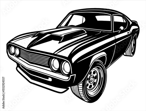 Muscle Car Silhouette Outline Graphic