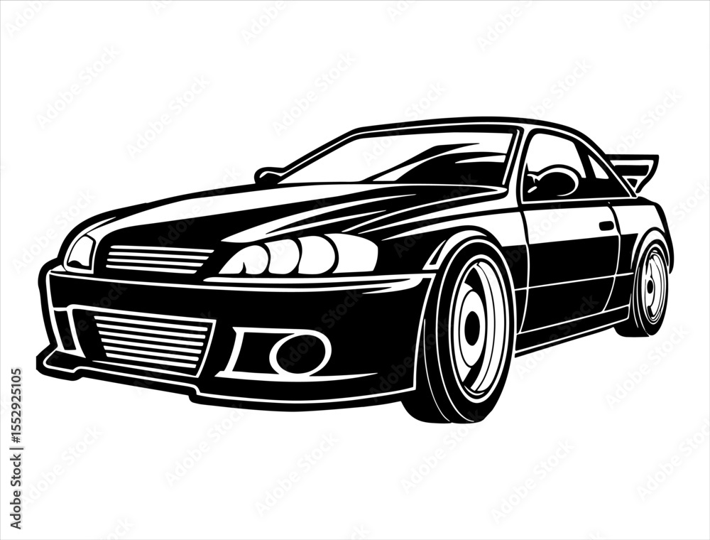 Fototapeta premium Drift Car Silhouette, Sport Car Outline Graphic