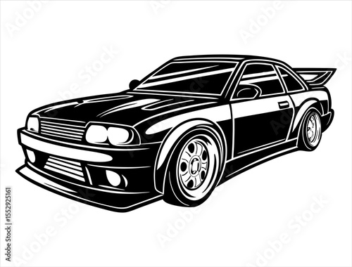 Drift Car Silhouette, Sport Car Outline Graphic