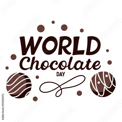 World Chocolate Day Truffle Vector Pack – Hand-Lettered Typography & Swirls