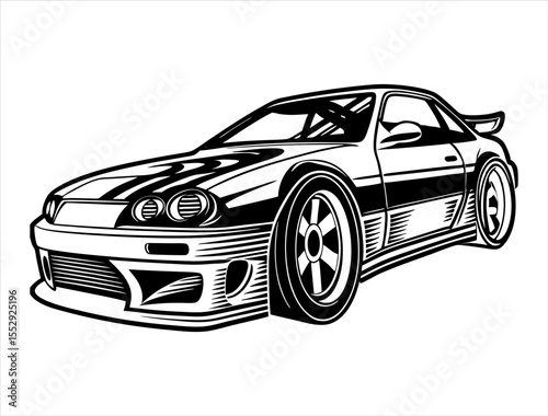 Drift Car Silhouette, Sport Car Outline Graphic