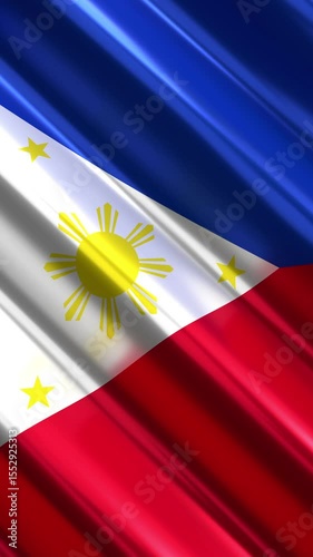 Philippines - vertical flag - seamless loop 3D 4k animation  (2160 x 3840 px)