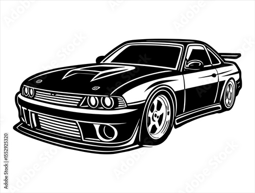 Drift Car Silhouette, Sport Car Outline Graphic
