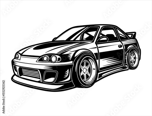Drift Car Silhouette, Sport Car Outline Graphic