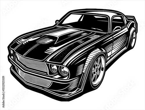 Drift Car Silhouette, Sport Car Outline Graphic