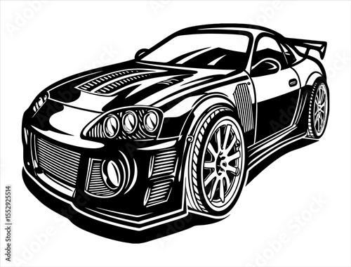 Drift Car Silhouette, Sport Car Outline Graphic
