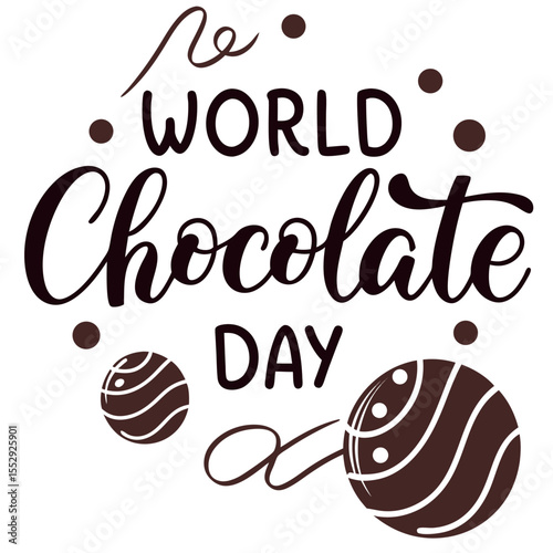 World Chocolate Day Truffle Vector Pack – Hand-Lettered Typography & Swirls