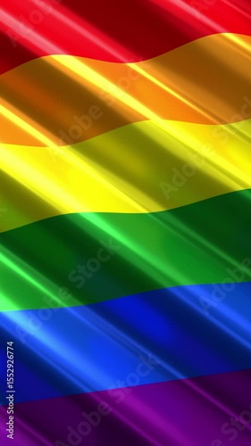 Rainbow colorful vertical flag - seamless loop 3D 4k animation  (2160 x 3840 px)