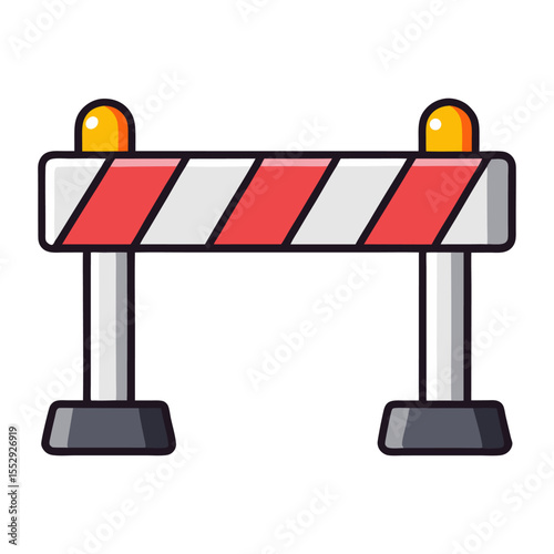 Flat barrier with warning light icon vector illustration design
