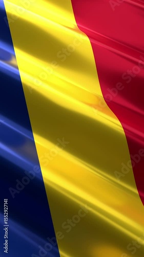 Romania - vertical flag - seamless loop 3D 4k animation  (2160 x 3840 px)