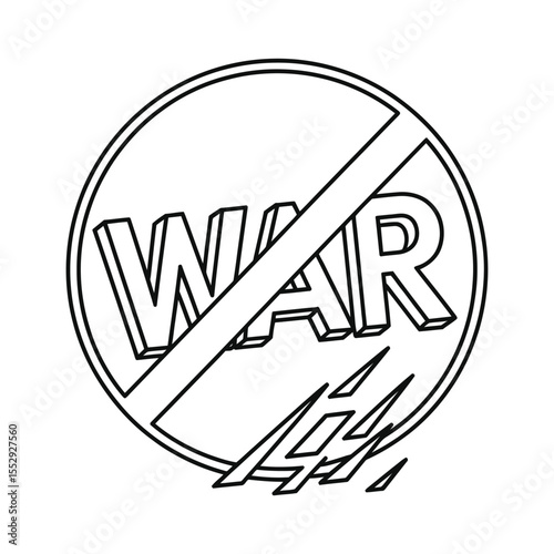 No War Sign with Shattered Elements anti-war peace