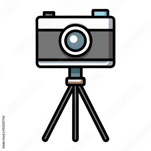 Flat camera on tripod icon vector illustration design