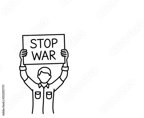 Person Holding Stop War Sign Illustration protest peace