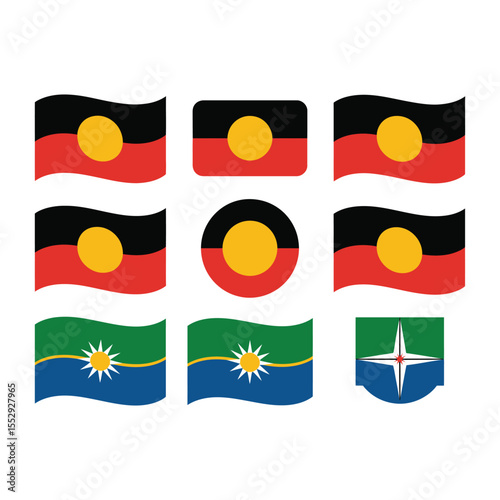 Australian Aboriginal and Torres Strait Islander Flags and Symbols Set