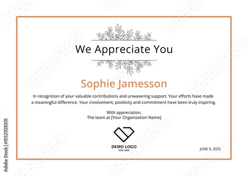 Editable Appreciation Letter Template – Vertical Layout