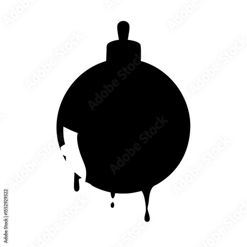 Broken christmas ornament dripping isolated on white background
