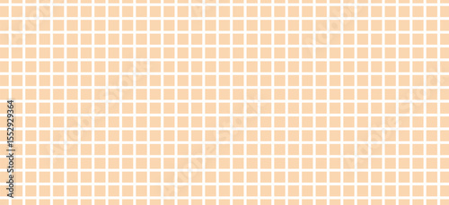 Seamless square grid pattern in beige and white colors. Simple geometric tile background.