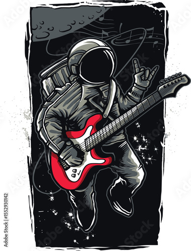  Photo of astronaut playing electric guitar in space