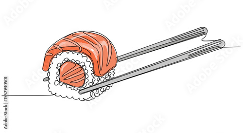  Sushi Roll Vector Illustration – One Line Japanese Food Icon for Menu Design and Blogs
