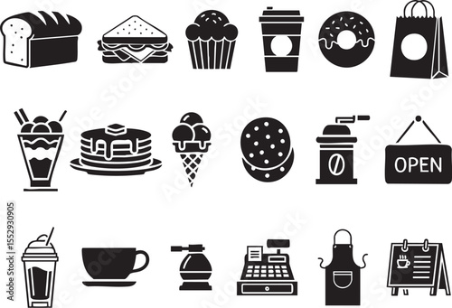 カフェ・ベーカリー アイコンセット / Cafe & Bakery Icon Set