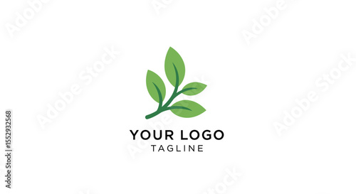 Minimalist green leaf logo design with clean modern style for branding and identity purposes