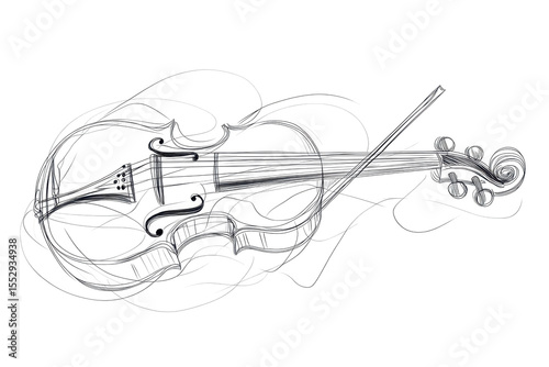 Elegant music instrument design featuring a violin with graceful lines and curves, ideal for decorative banners and artistic displays