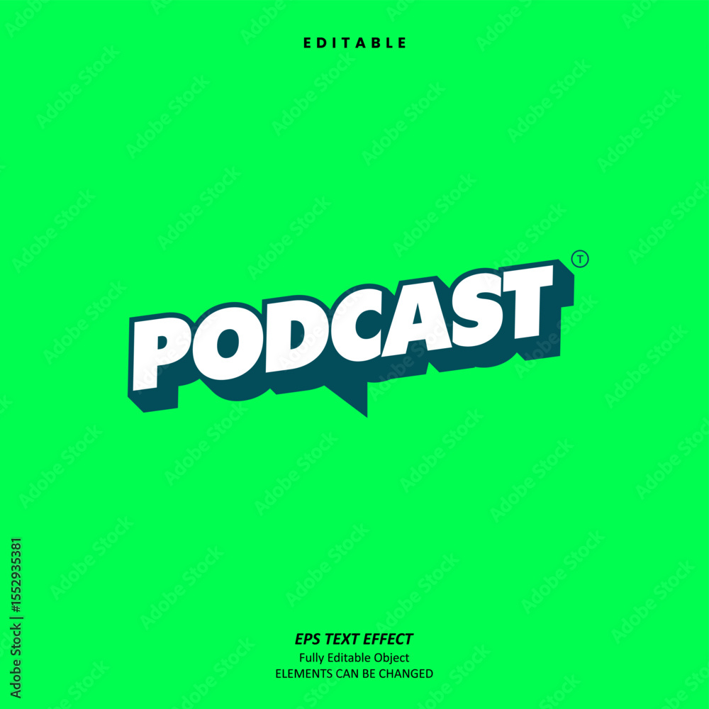 Editable Text Effect Vector of Neon Green Talk Shape Podcast title Headline Digital Platform for Digital marketing, Creative preneur, enterpreneur, Event