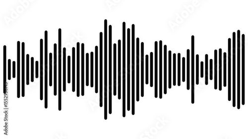 Black audio waveform spectrum animation. Alpha channel, spectrum audio animation, Wave form Audio Isolated on transparent background. Audio spectrum wave effect, waveform beats,