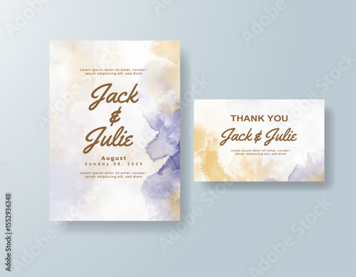 Watercolor wedding invitation card