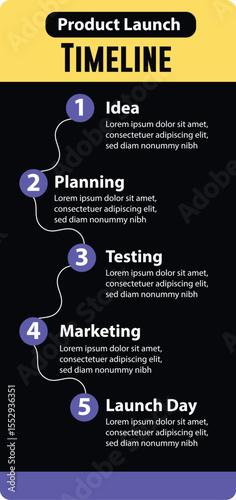 Step-by-Step Infographic Vector with Labels, Tags, and Concept Arrows

