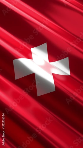 Switzerland - vertical flag - seamless loop 3D 4k animation  (2160 x 3840 px)