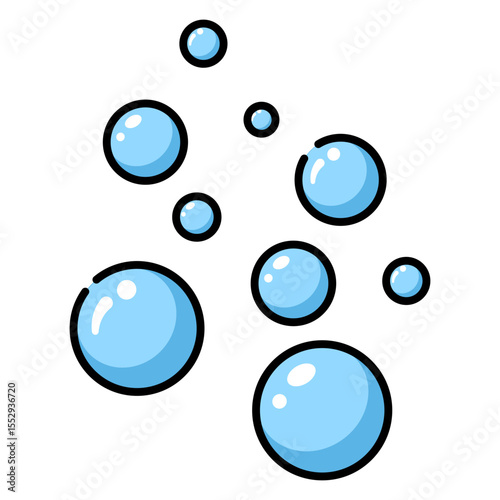 Made in UK  Laundry day fun nine blue bubbles with black outlines vector icon.