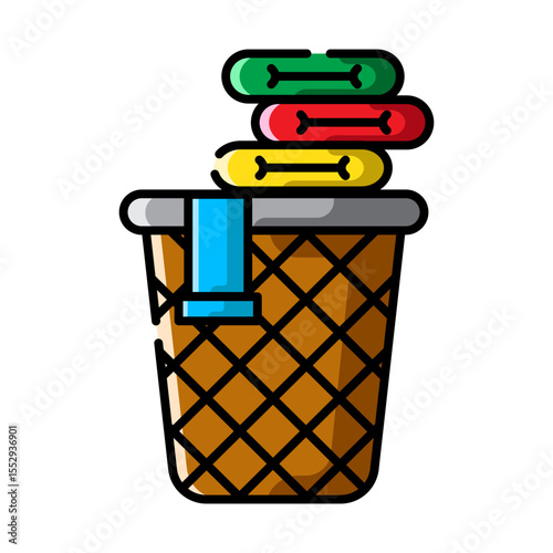 Made in UK Laundry awaits in a charming brown wicker basket vector icon.
