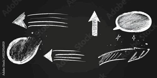 Wallpaper Mural Hand drawn chalk style arrow shapes, speech bubble, underline, and sparkle elements on blackboard background for emphasis and highlighting design vector illustration Torontodigital.ca