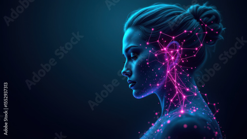 A woman with a galaxy-like design emanating from her head, symbolizing the power of the vagus nerve.
