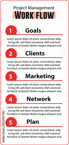 Editable Step-by-Step Vector Template with Paper Tags and Infographic Web Layout

