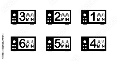 Minutes microwave icon set vector